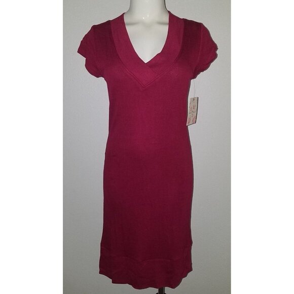 NEW Derek Heart Plum Purple Dress Size Junior's Large Knit Pullover V-neck - Picture 1 of 12